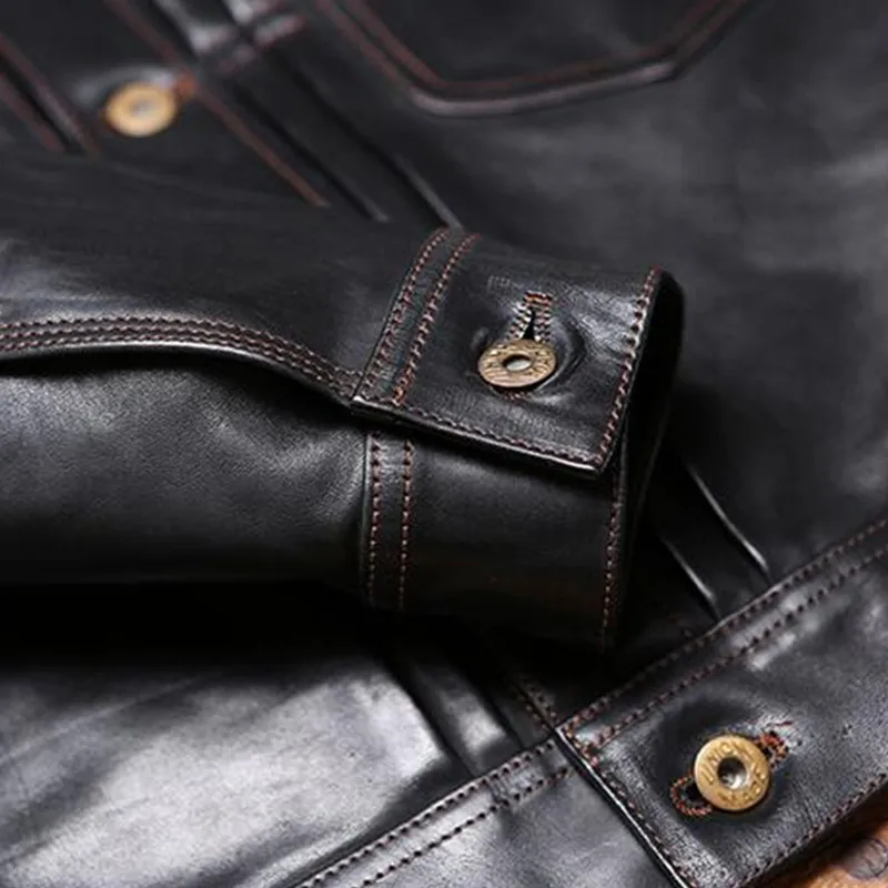 

2021 Black Japan Casual Style Genuine Leather Jacket Men Large Size 3XL Real Natural Horsehide Slim Fit Short Autumn Coat