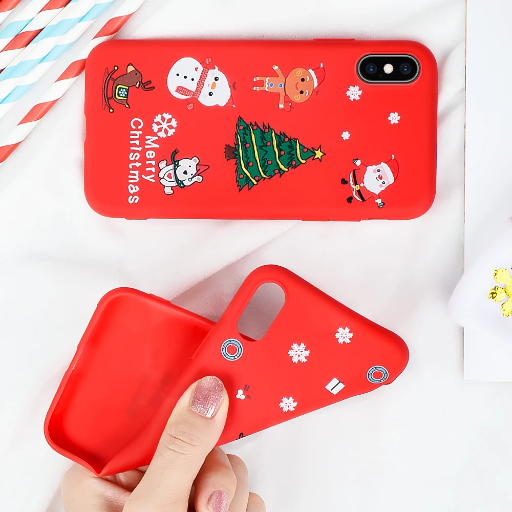 Christmas Cartoon TPU Phone Case For iPhone X XR XS Max Lovely Santa Claus Elk Cover 11 Pro 10 Fundas |