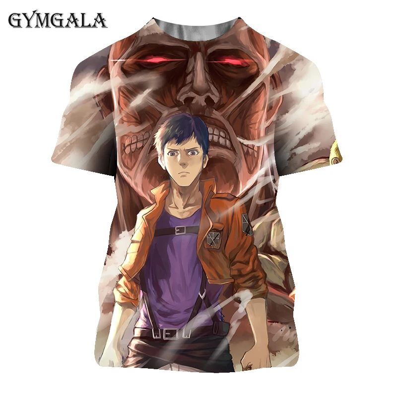 

2020 Harajuku Man Attack On Titan T Shirts Tees Shirt Tops Design Cotton Black Short-Sleeved Aesthetic Japanese Anime 3D T Shirt