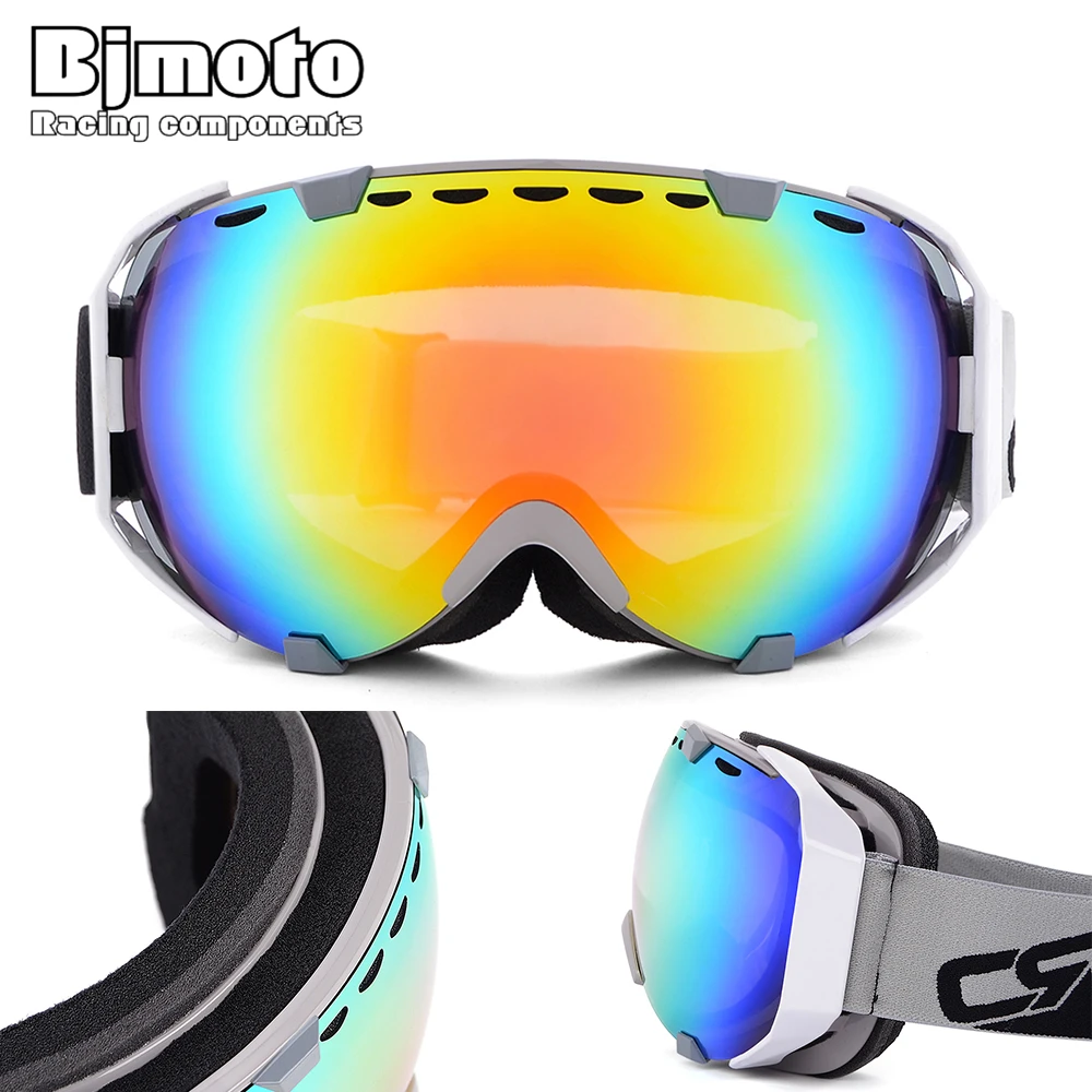 

BJMOTO Ski Goggles Double Lens 3 Layers UV400 Anti-fog Big Mask Glasses Skiing Unisex Snow Snowboard Goggle