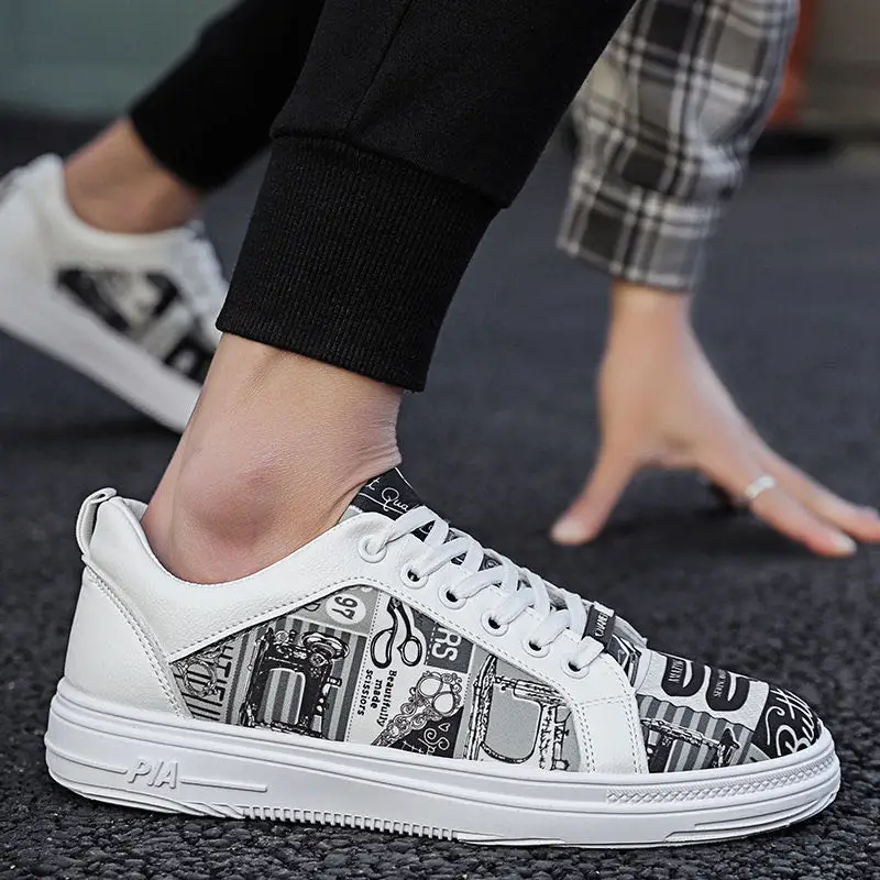 2020 Новая модная повседневная мужская спортивная обувь с граффити Легкая белая