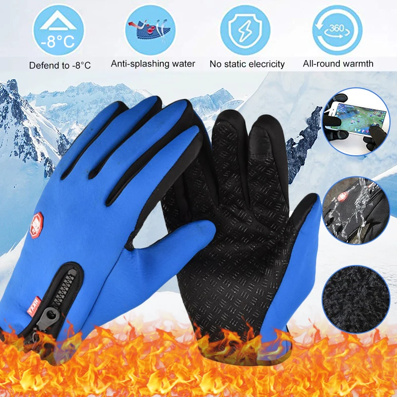 

Winter Cycling Gloves Touchscreen Full Finger Bicycle Gloves Waterproof Outdoor Skiing Motorcycle Riding Bike Gloves Mitten