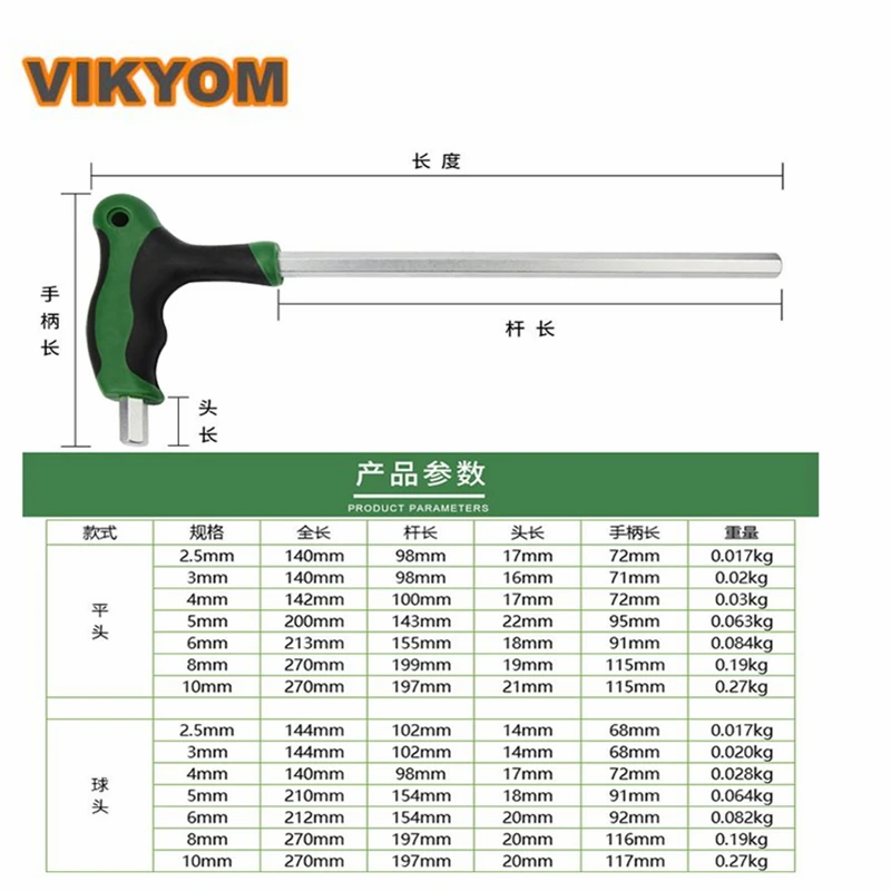 

Free shipping 3PCS T-shaped Allen Wrench 2.5mm 3mm 4mm 5mm 8mm 10mm Handle Wrench tool