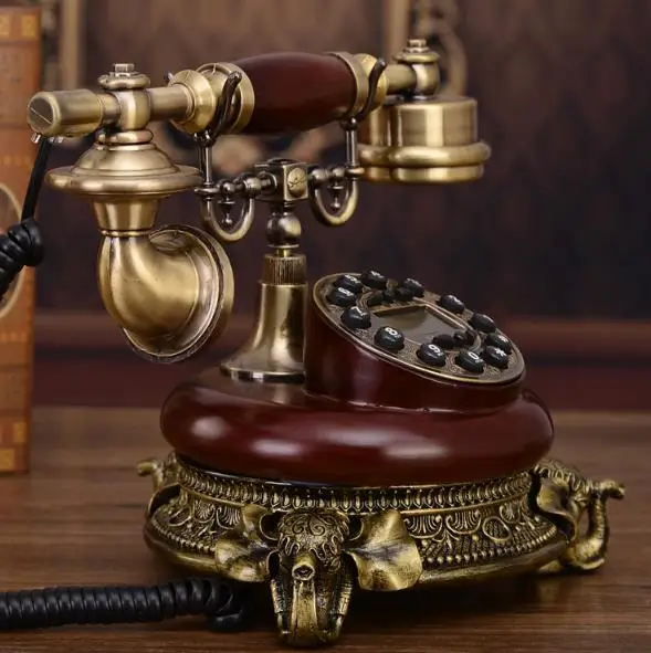 Старинные ретро Caller ID телефон стол из дерева ручной работы Бесплатная слонов