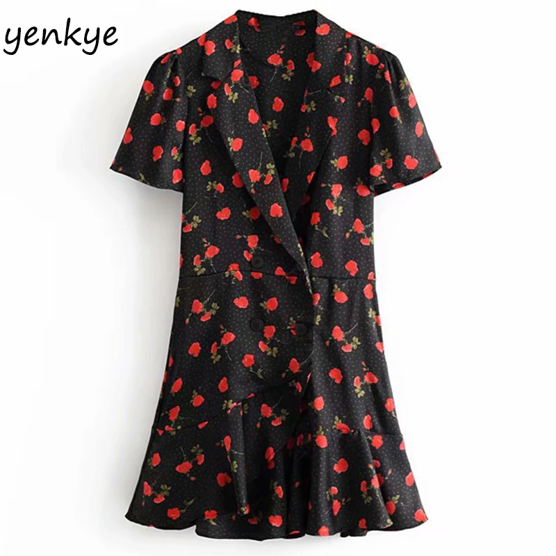 Винтажный комбинезон с цветочным принтом для женщин С Вырезанным воротником