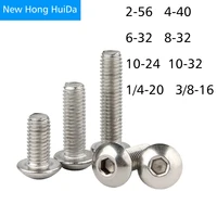 button head machine screw metric thread bolt 304 stainless steel 2 56 4 40 6 32 8 32 10 24 10 32 14 20 38 16