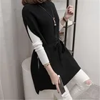 Комплект пуловеров, зимнее платье-свитер с высоким воротником, Женская длинная жилетка, одежда, вязаные свитера, пуловеры, топы, женское платье 2021