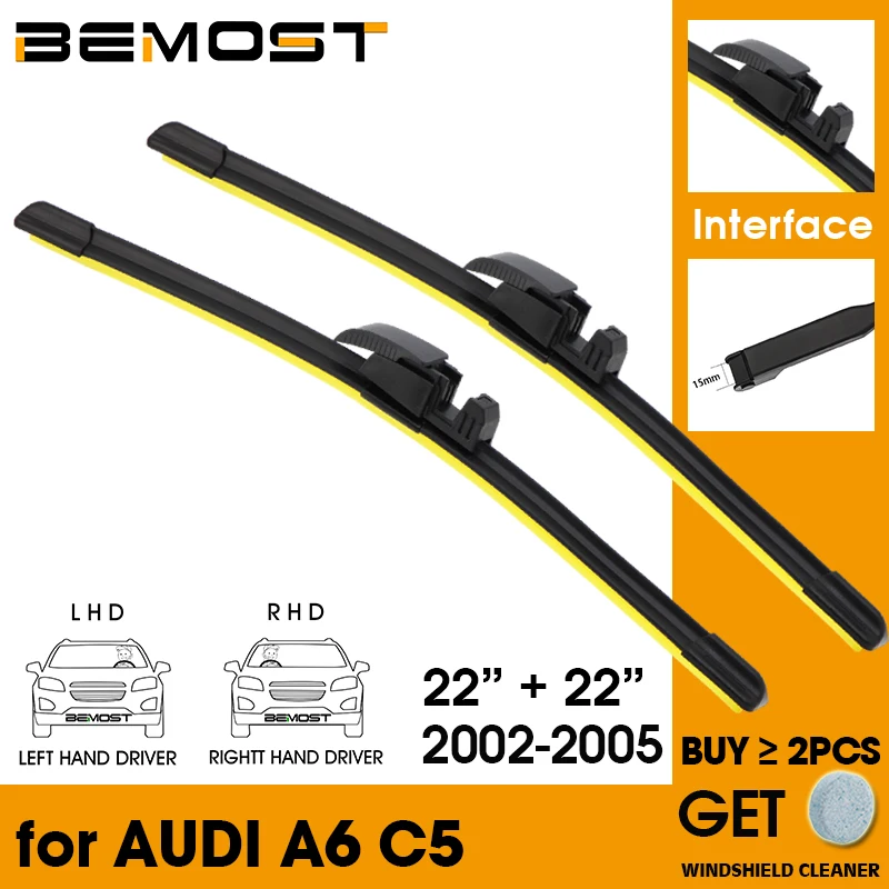 

Car Wiper Blade Front Window Windshield Rubber Silicon Refill Wipers For Audi A6 C5 2002-2005 LHD / RHD 22"+22" Car Accessories