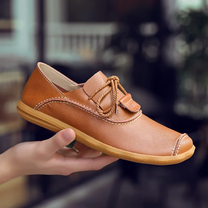 

British Style Casual Men Shoes Fashion Soft Comfortable Light Handmade Shoes New Arrival Lace-up Flat Driving Shoes Men Loafers