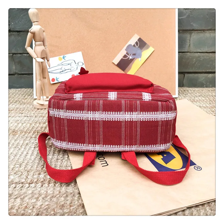 Женский холщовый рюкзак в стиле Харадзюку белый или черный дорожный с лентой и