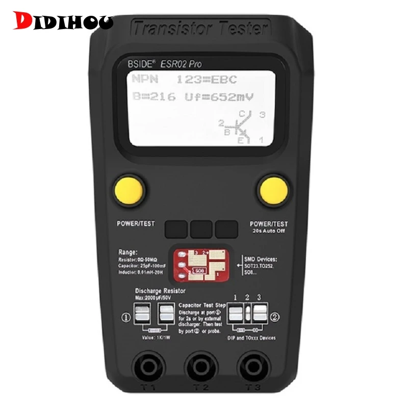 BSIDE ESR02 pro многоцелевой Транзистор тестер Диод Триод Емкость резистор метр