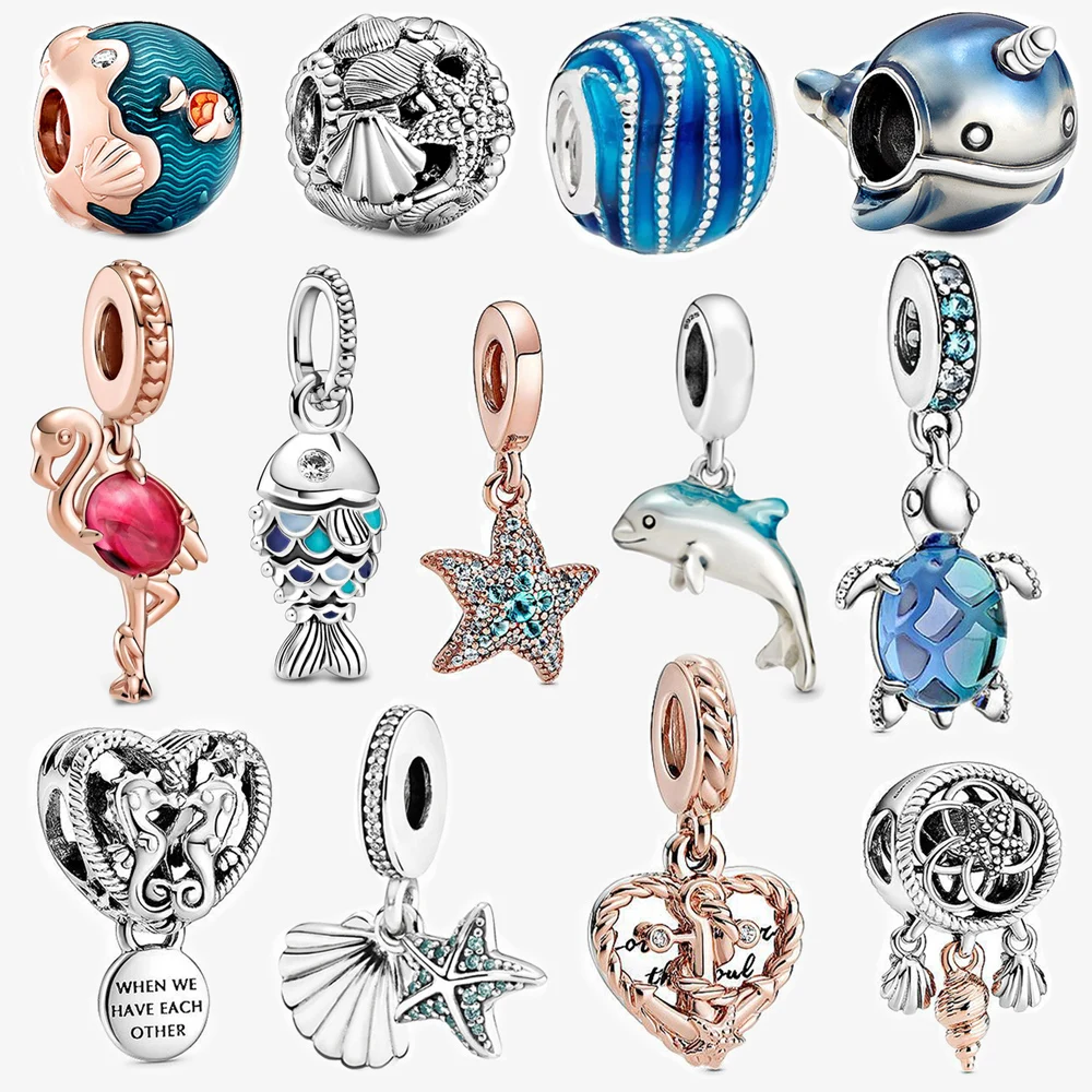 

Ocean series charms fit Original Pandora Moments Bracelet s925 bead for women Jewelry