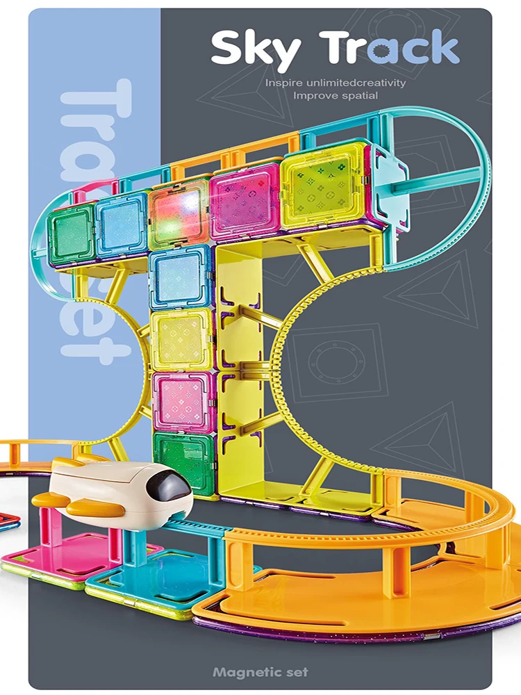 

Novel Electric Magical Magnetic Rail Car Rail Rocket Rail Airplane Rail Plane Adventure Game Educational Toy For Children Gift