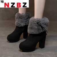 2021 winter snow boots new flock round toe buckle boots for women sexy ankle heels fashion boots autumn winter shoes casual zip
