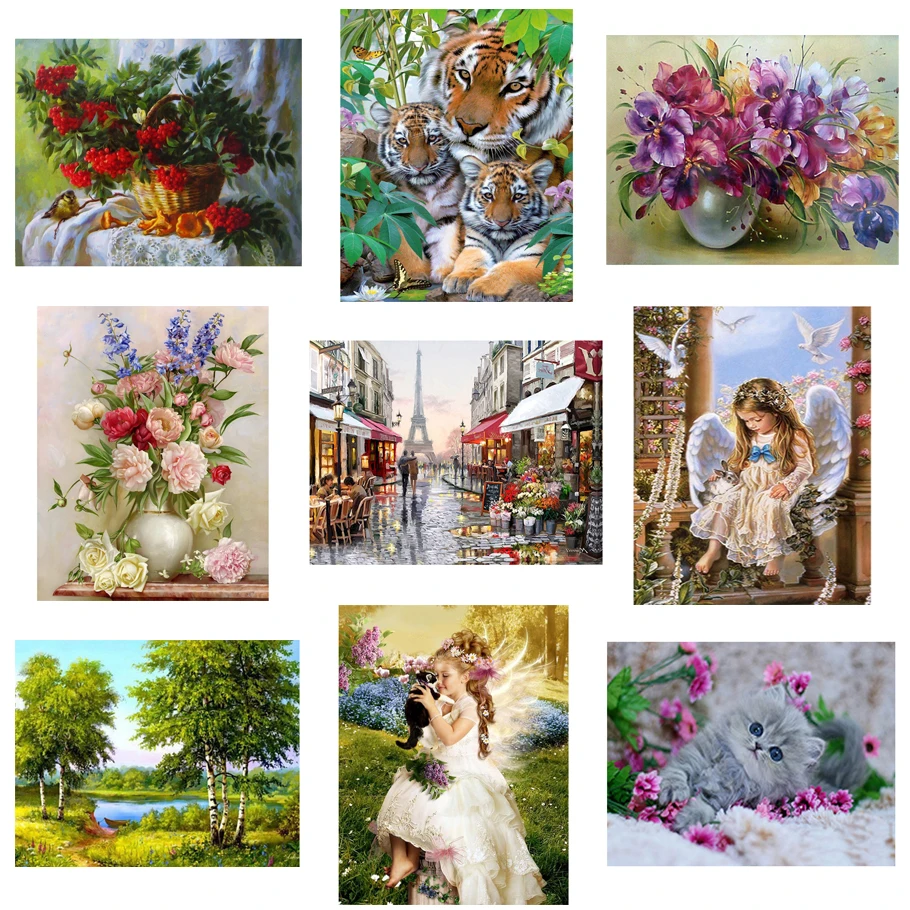 

5D Diy Diamond Painting Kits Full Round With AB Drill Embroidery Home Decor Flower Animal Landscape Mosaic Pattern Picture Gift