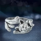 Модное открытое регулируемое ювелирное изделие в стиле ретро с котенком Тотем для женщин обручальное Подарочное кольцо