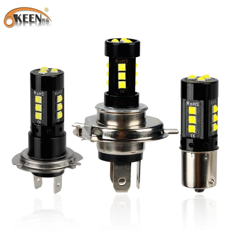 

Светодиодный фонарь OKEEN, 1 шт., H4, H7, 15SMD, 3030, супер яркий светодиодный противотуманный светильник, H11, 9005, 9006, H8, H9, 12 В