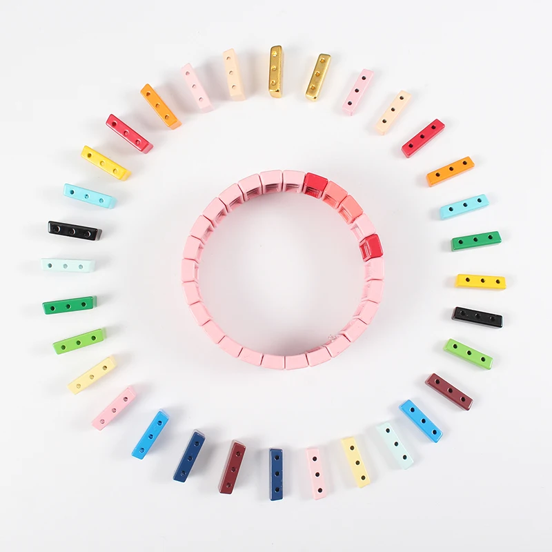 Оптовая продажа набор квадратных эмалированных бусин для браслетов Tila