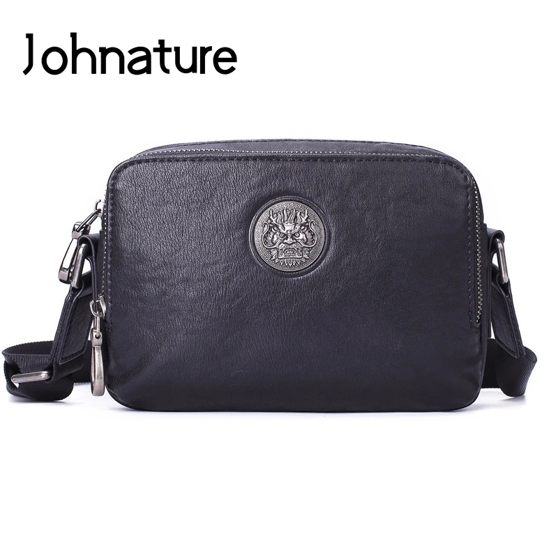 

Johnature в Корейском стиле, модная мужская сумка-портфель из натуральной кожи через 2021 новые костюмы для отдыха на открытом воздухе сумки на пл...