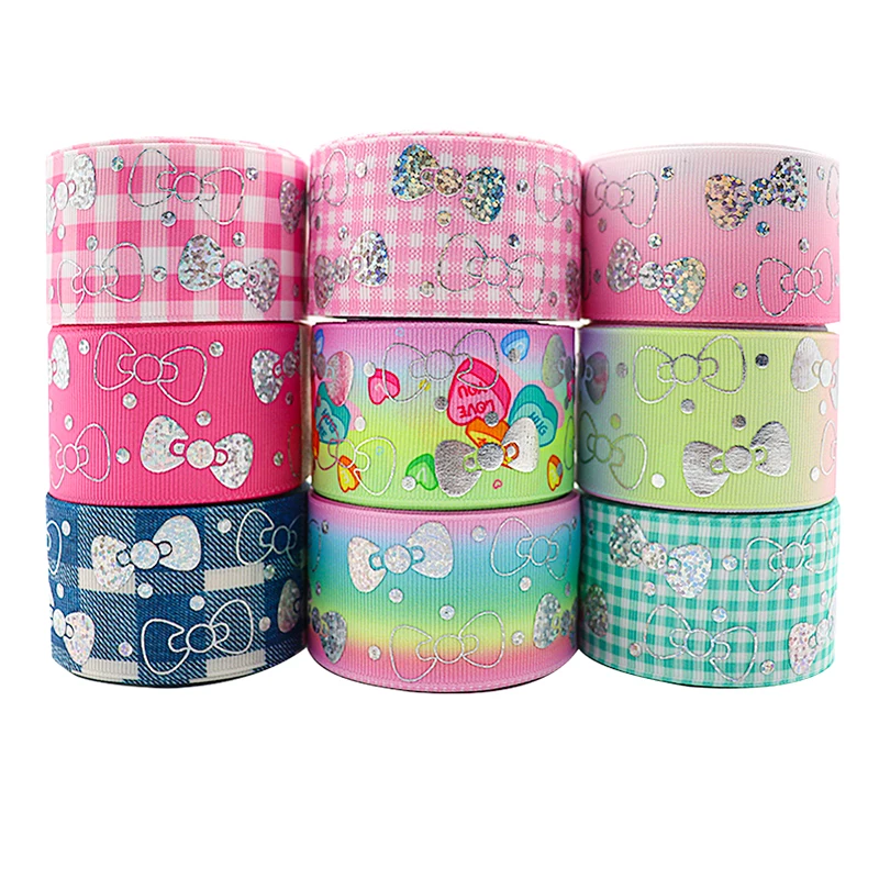 10 ярдов корсажная лента Серебряный бант печатный градиент 1 &quot25 мм/1 5&quot 38 мм для