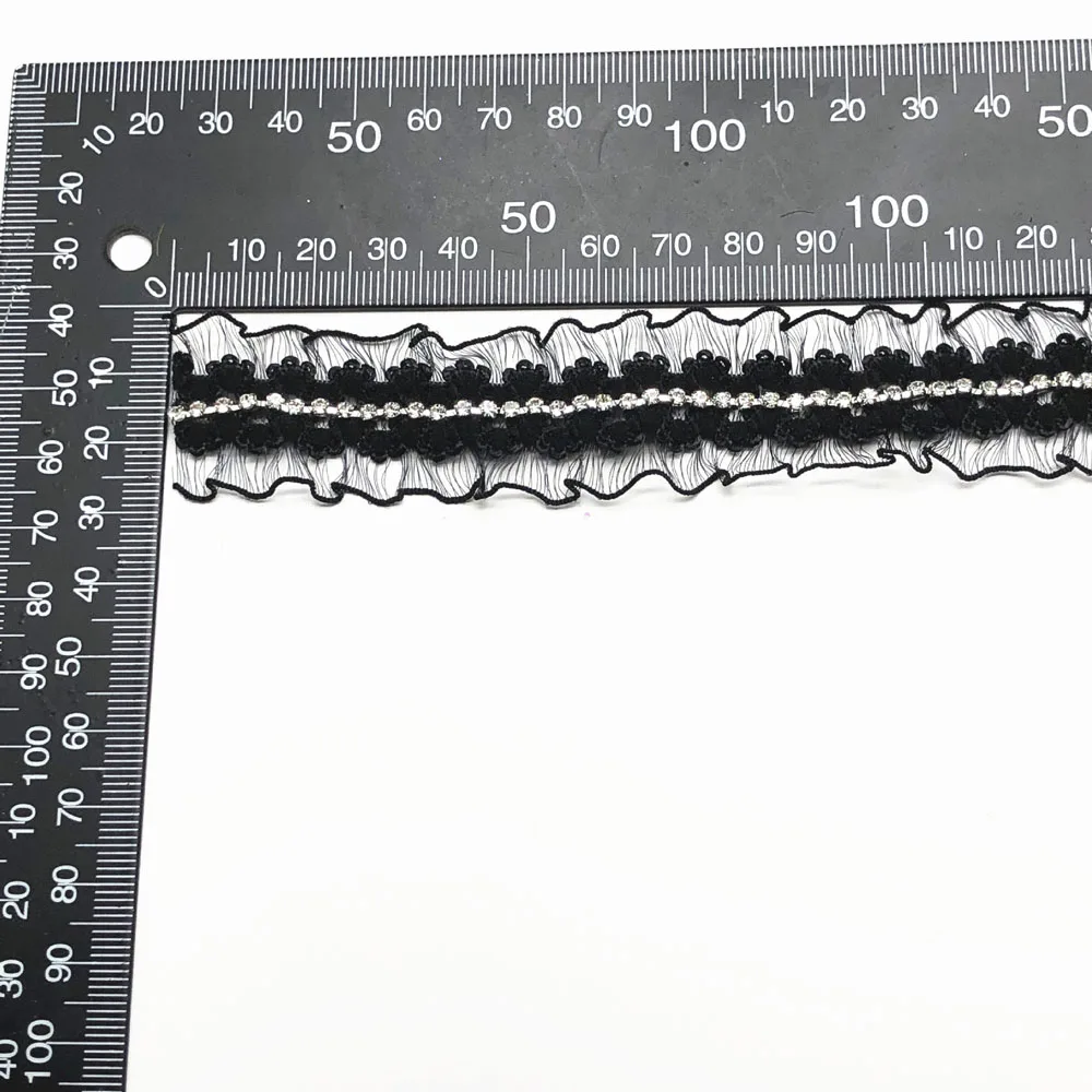 5 ярдов стразы черные бусины кружевная отделка для одежды швейная лента сделай