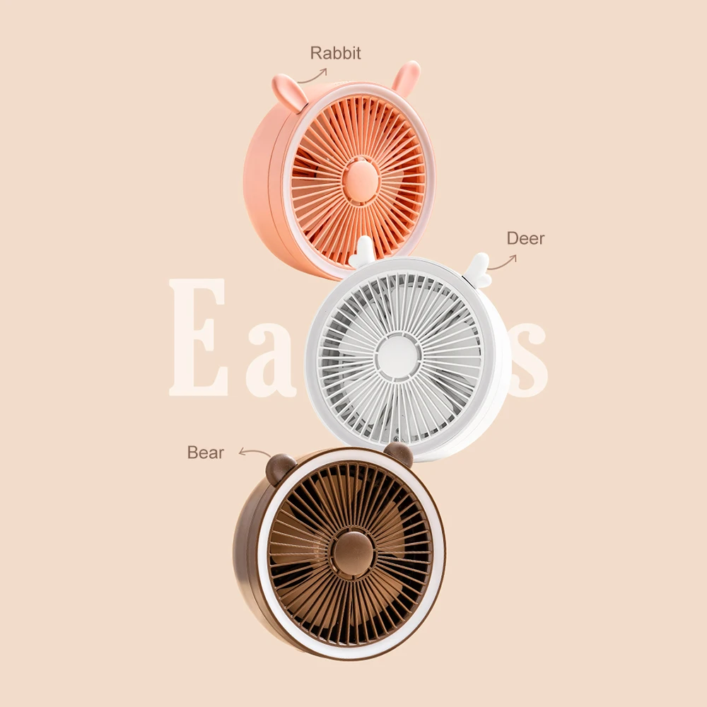 

Multifunction Folding Fans Mini Desktop Fan Aroma Diffuser Adjustable 3 Speed Cartoon Electric Fan With Night Light Home Use