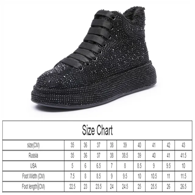 Women Winter Boots Sneakers Shoes 2021 New Rhinestone Shiny Women's Ankle Boots Lace Up Fashion Student Boots Shoe Ladies 10