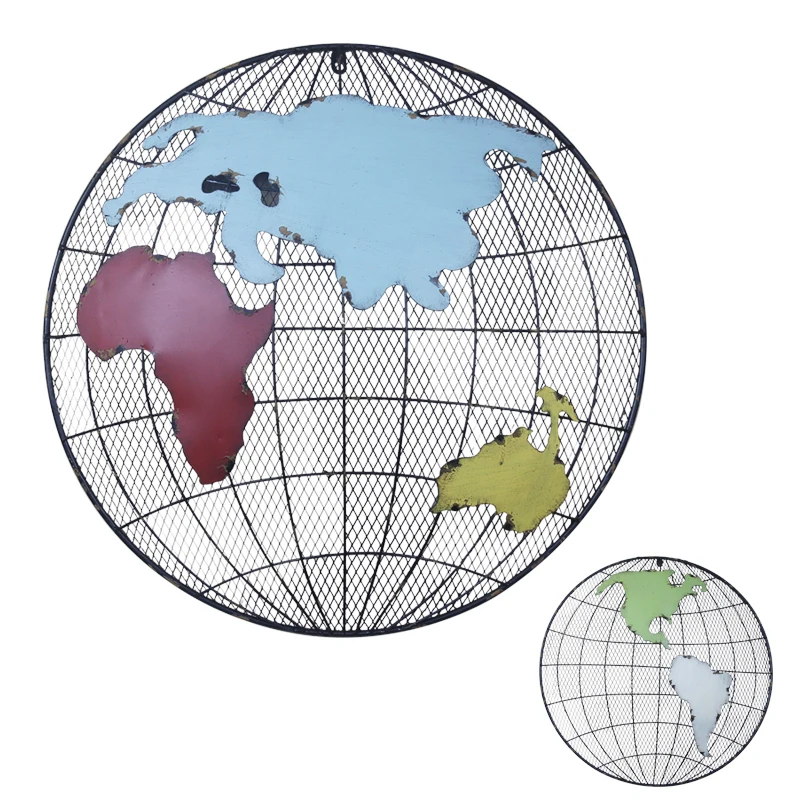 

WROUGHT IRON WALL DECORATIONS METAL WALL MOUNT NORTHEASTERN HEMISPHERE WALL DECORATION AMERICAN LOFT RETRO DECOR