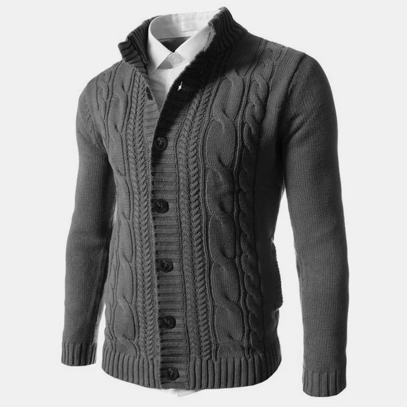 

Loose Solid Button Fit Knitting Casual Style Warm Autumn Winter Clothes Sweater Men Long Sleeve Cardigan Mens V-Neck Sweaters