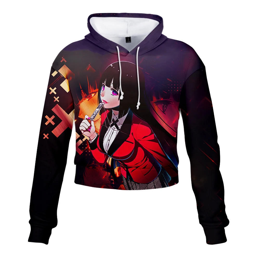 Kakegurui Короткая Толстовка с капюшоном Модный милый сексуальный женский тренд из