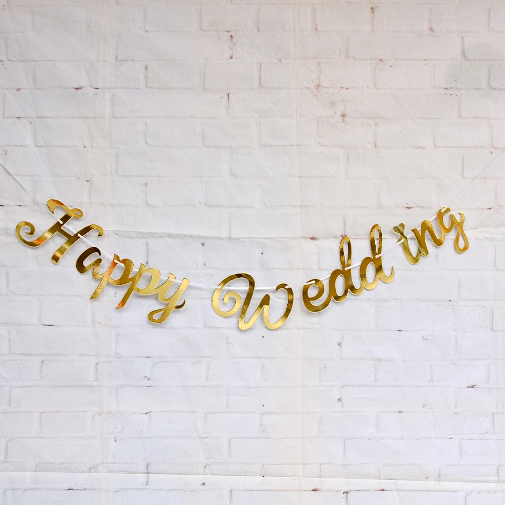 

Gold happy wedding banner wedding party decoration supply gold romantic High Quality Whosale