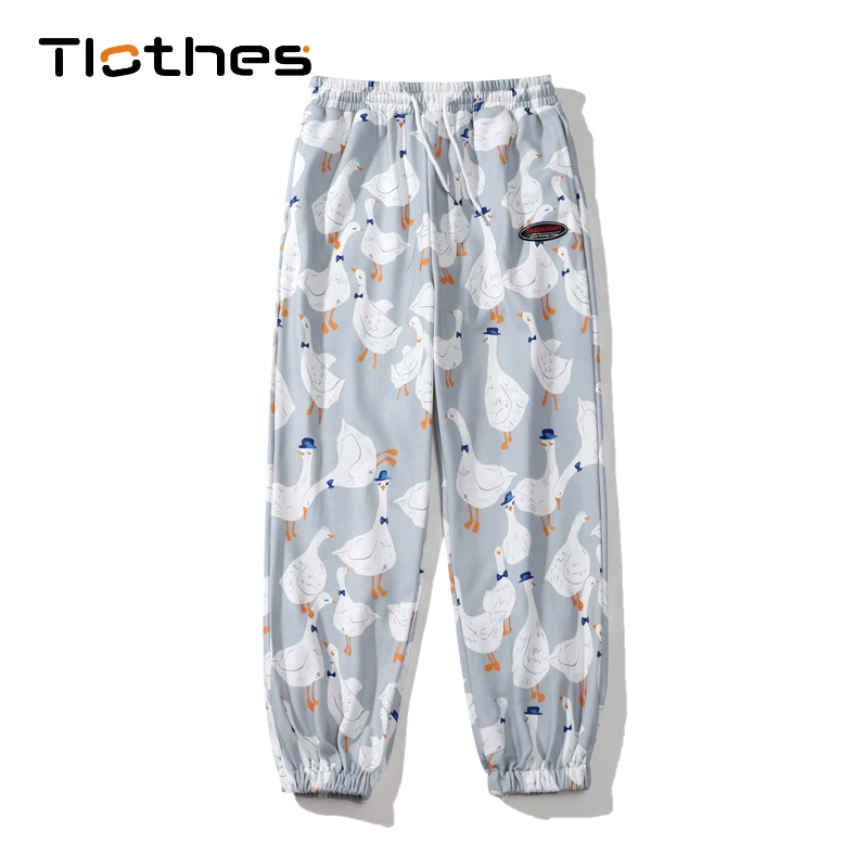

Fashion Sweatpants Men Women Harajuku Digital Animals Goose Print Sweat Pants Men Knitted Pants Loose Trousers Mens Joggers