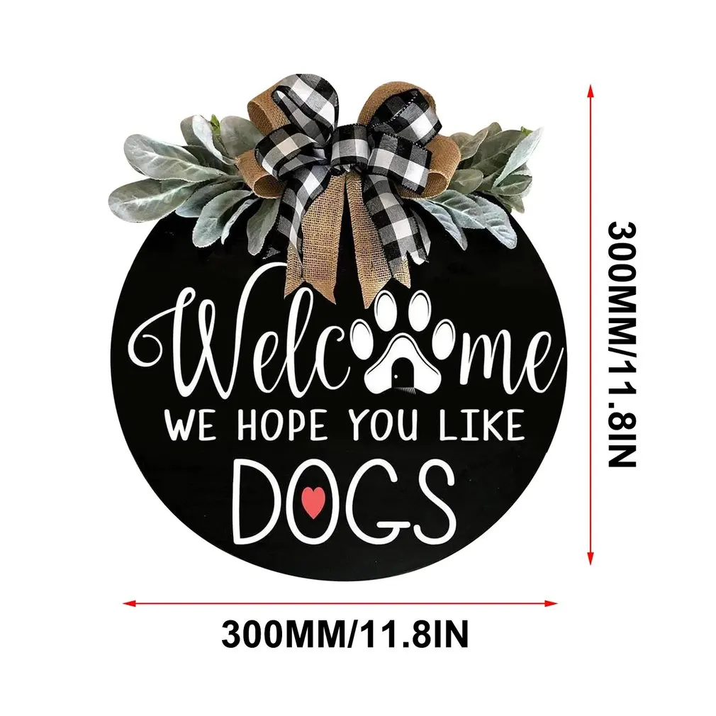 

Front Door Welcome Sign Round Loop Hanger Outdoor Hanging Vertical Sign Home Decoration 29cm Black Crown