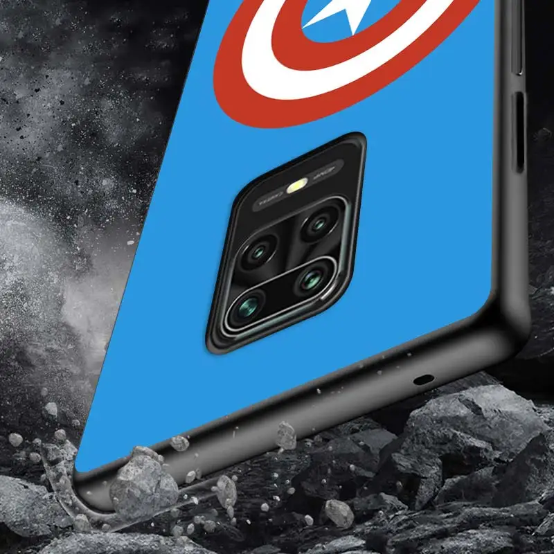 

Captain America Shield Marvel Soft TPU For Xiaomi Redmi Note10 10S 9T 9S 9 8T 8 7 6 5A 5 4 4X Prime Pro Max Black Phone Case
