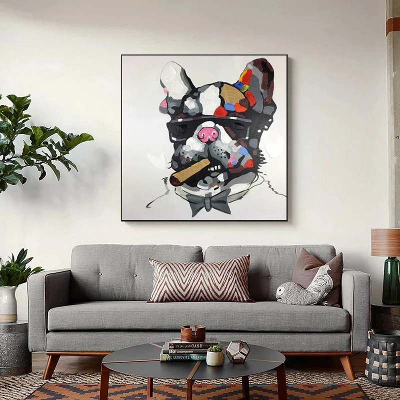Картины на холсте с рисунком животных бульдогов | Дом и сад