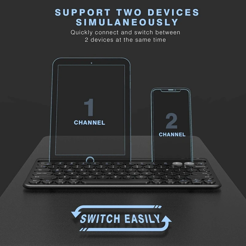 

B.O.W Black Multi-Device Rechargeable Wireless Bluetooth Keyboard