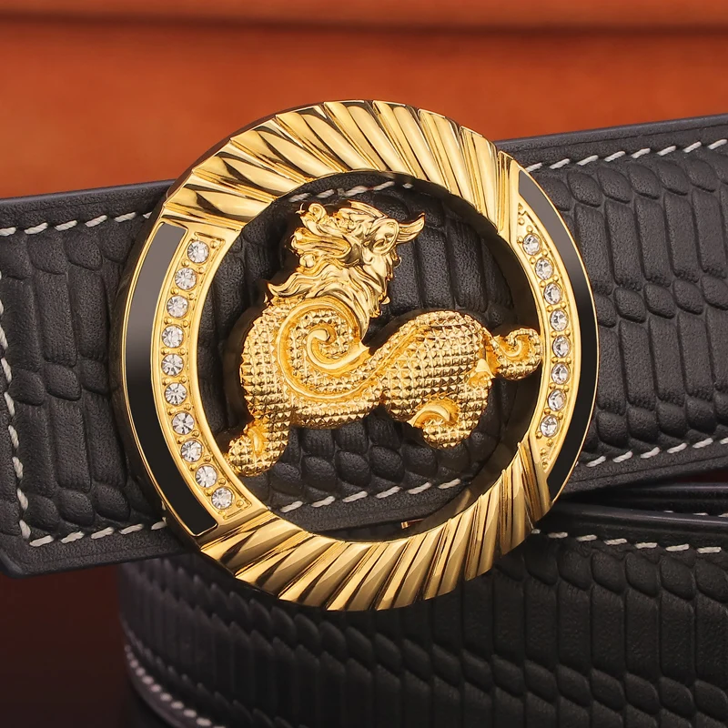 High Quality 3.8cm Wide Belt Copper Buckle Luxury Designer Belt Men's Fashion Round Buckle Cowhide Belt Designer