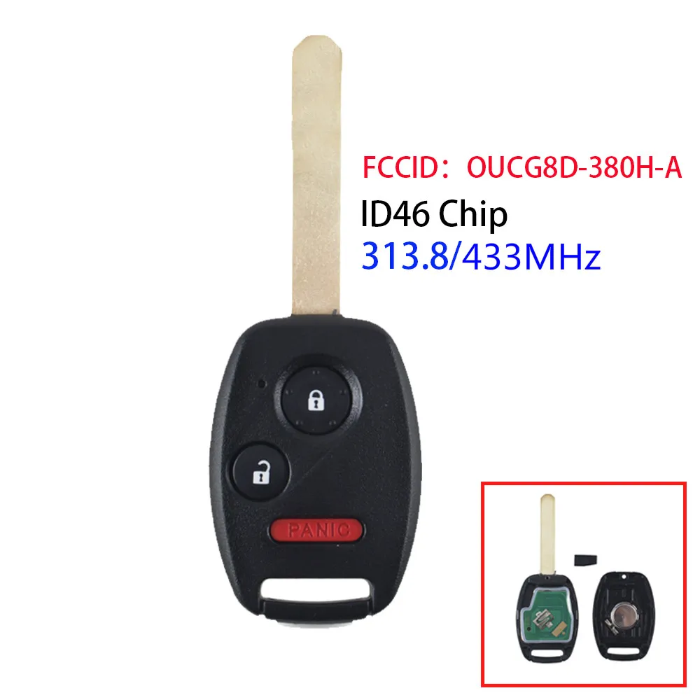 4 Кнопки Dandkey 2+ 1 кнопки для Honda Civic Pilot дистанционного ключа MLBHLIK-1T/CWTWB1U545/N5F-S0084A/OUCG8D-380H-A с чипом ID46 433/313. 8 МГц - Количество кнопок: 4 Кнопки