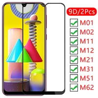 9d screen protector tempered glass case for samsung m01 m02 m11 m12 m21 m31 prime m51 m62 cover on galaxy 51m protective coque
