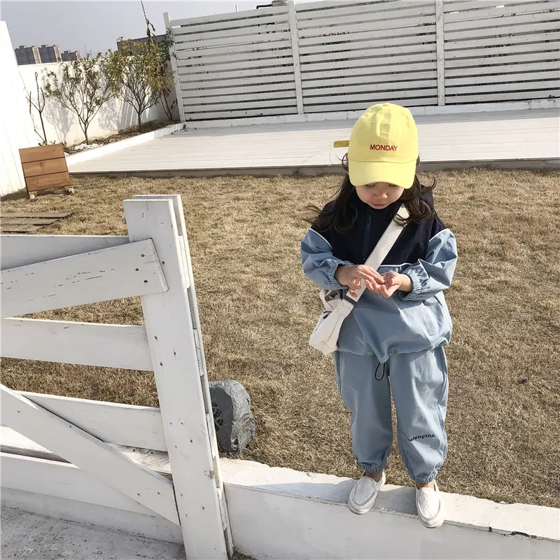 2019 Autumn New Arrival Korean style clothing sets letters printed hooded matching coat with long pants fashion suit for girls | Мать и