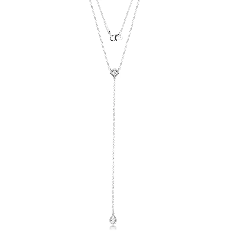 

New Silver 925 Jewelry Geometric Shapes Y-Necklace For Women Gift Original Sterling Silver Pendant Free Shipping Party Design
