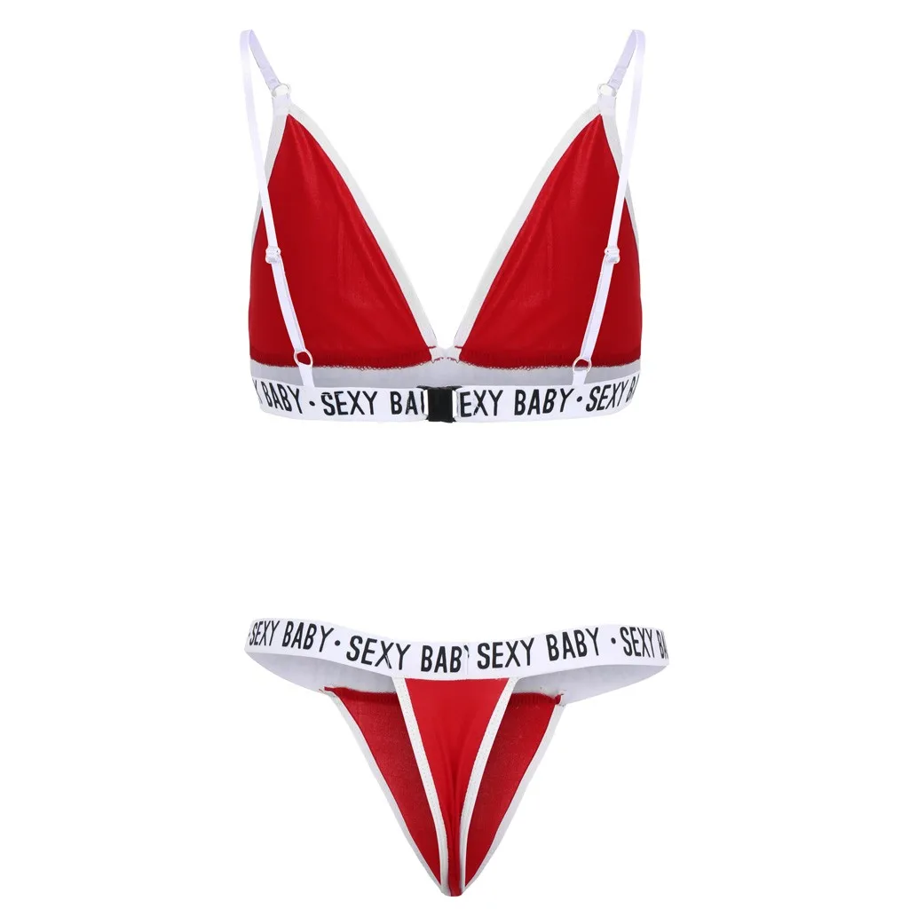 

Baby Doll Erotic Women Lingerie Sexy Letter Print Porno Sleepwear Plus Size Bra Briefs Underwear Set Hot Sexy Lingerie Intimate