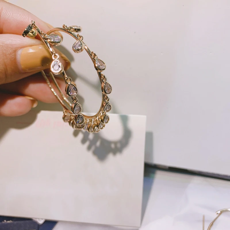 HIBRIDE новые модные серьги-кольца с кубическим цирконием Кристальные круглые