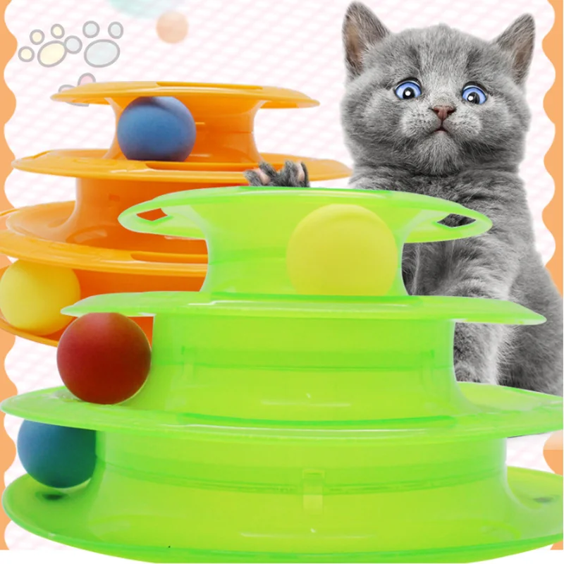 

Трехуровневая игрушка для кошек, котят, башня, треки, диск для кошек, интеллектуальное развлечение, тройной диск, игрушки для кошек, мяч, фото...