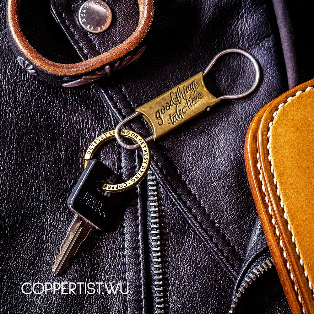 Coppertist. Wu, винтажный латунный брелок ручной работы, дизайн, брелок, Ретро стиль, крючок, модный брелок, брелок, подвеска
