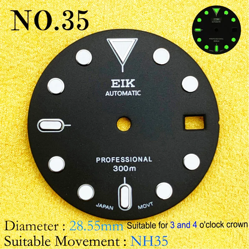

Новинка, модифицированные часы NH35, часы со светящимся циферблатом C3, циферблат SKX007, маленький миллиметр, 28,5 мм, Abalone NH35, универсальные, № 35