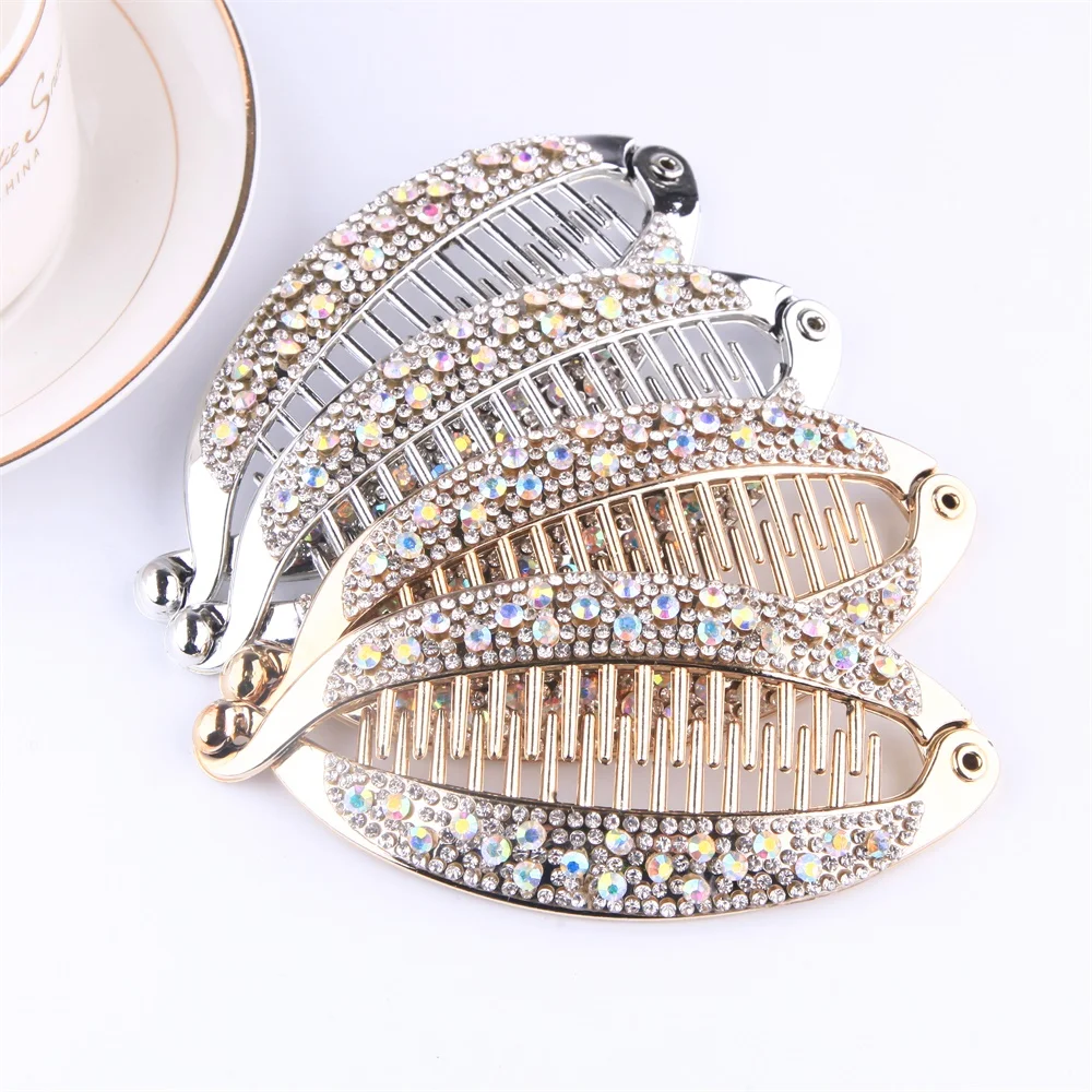 

Fashion Crystal Shiny Clip Women Korean Design DIY Ponytail Bun Maker Hairgrip Hair Accessories Headwear Vertical Banana Clip