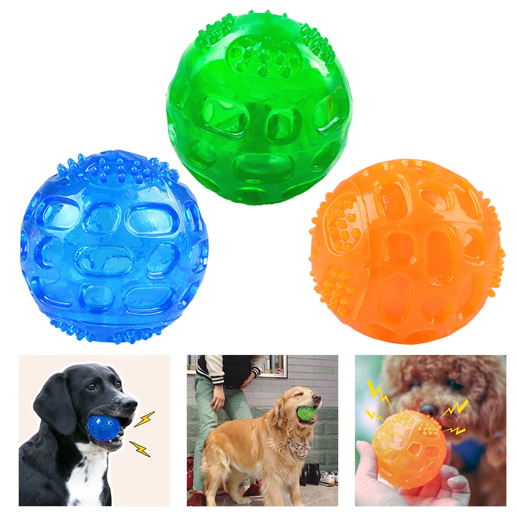 

Durable Non-Toxic Rubber Squeaky Ball Pet Teeth Chew Toy Playing Balls
