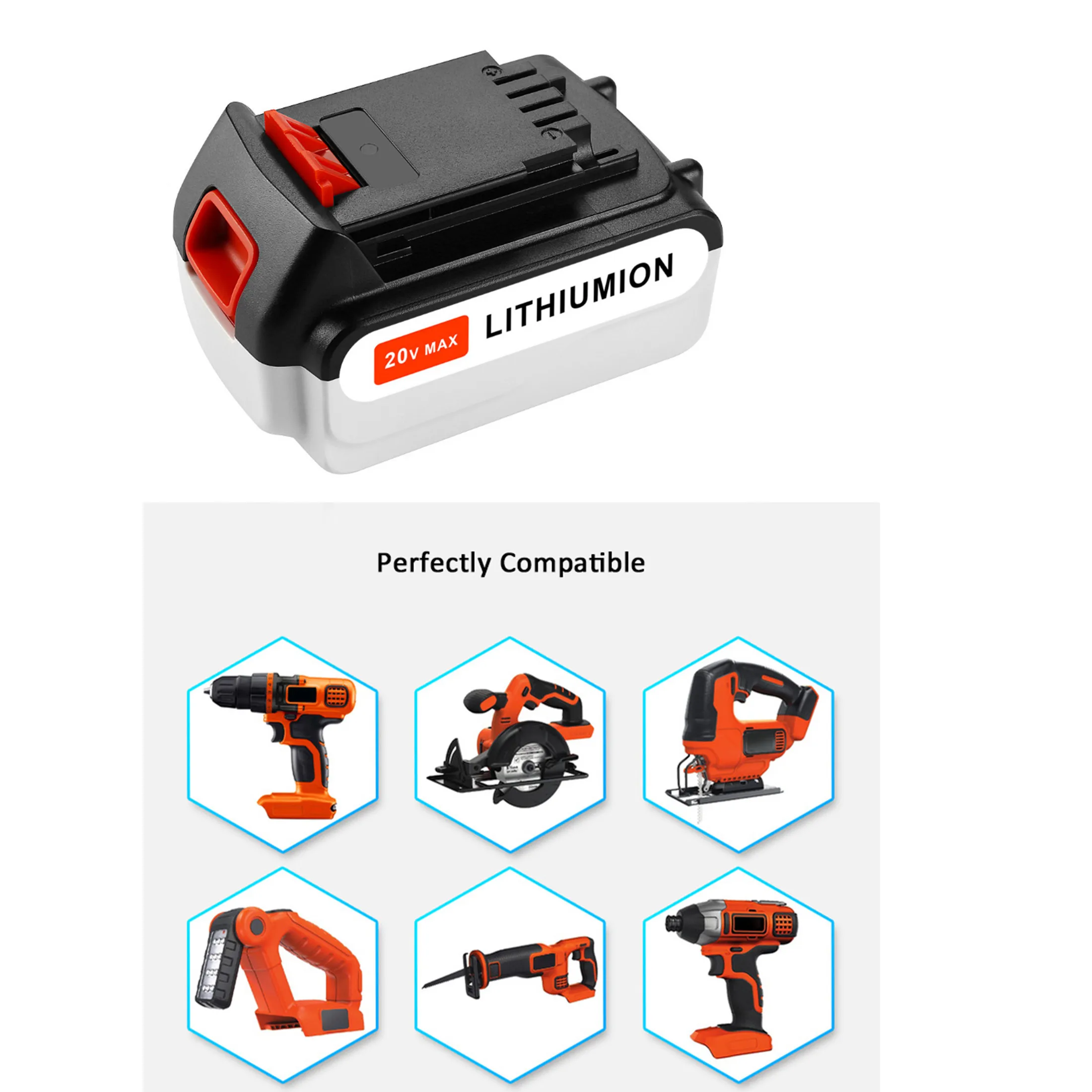 Сменная литий ионная аккумуляторная батарея 20 в 6000 мАч для Black Decker ионные