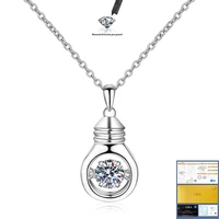 classic 0 5ct round cut 5mm ef color moissanite 925 sterling silver pendant necklace for women wedding fine jewelry
